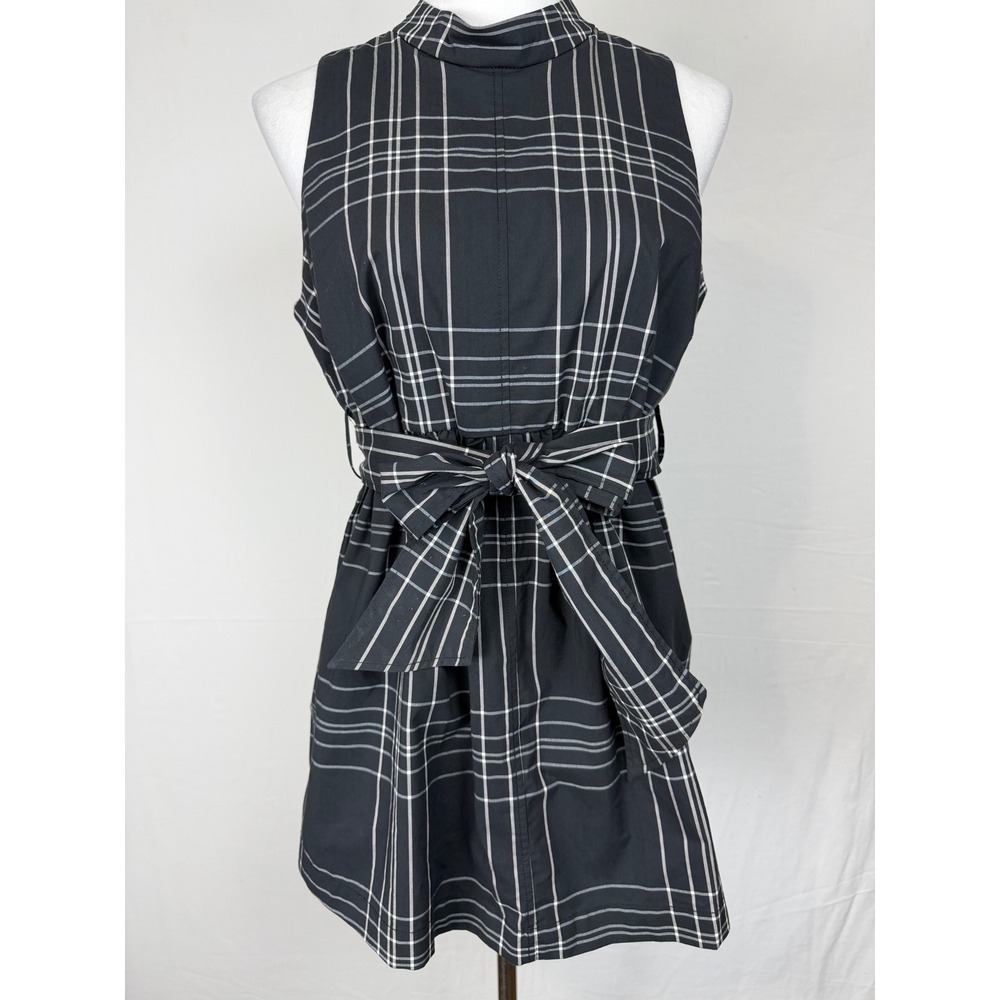 A Pea in the Pod Plaid Maternity Top Women Size S Black Sleeveless Tie Waist
